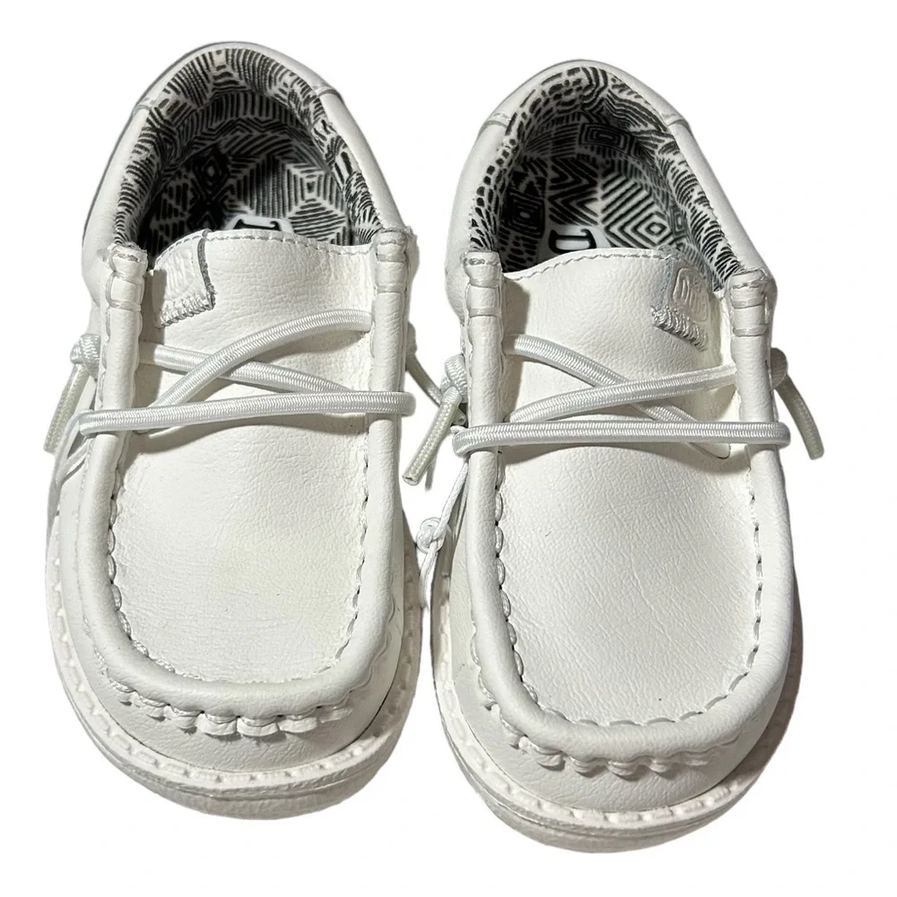 New Hey Dude Wally Leather Mono White Toddler Size 7 US EU 25 BNWOT